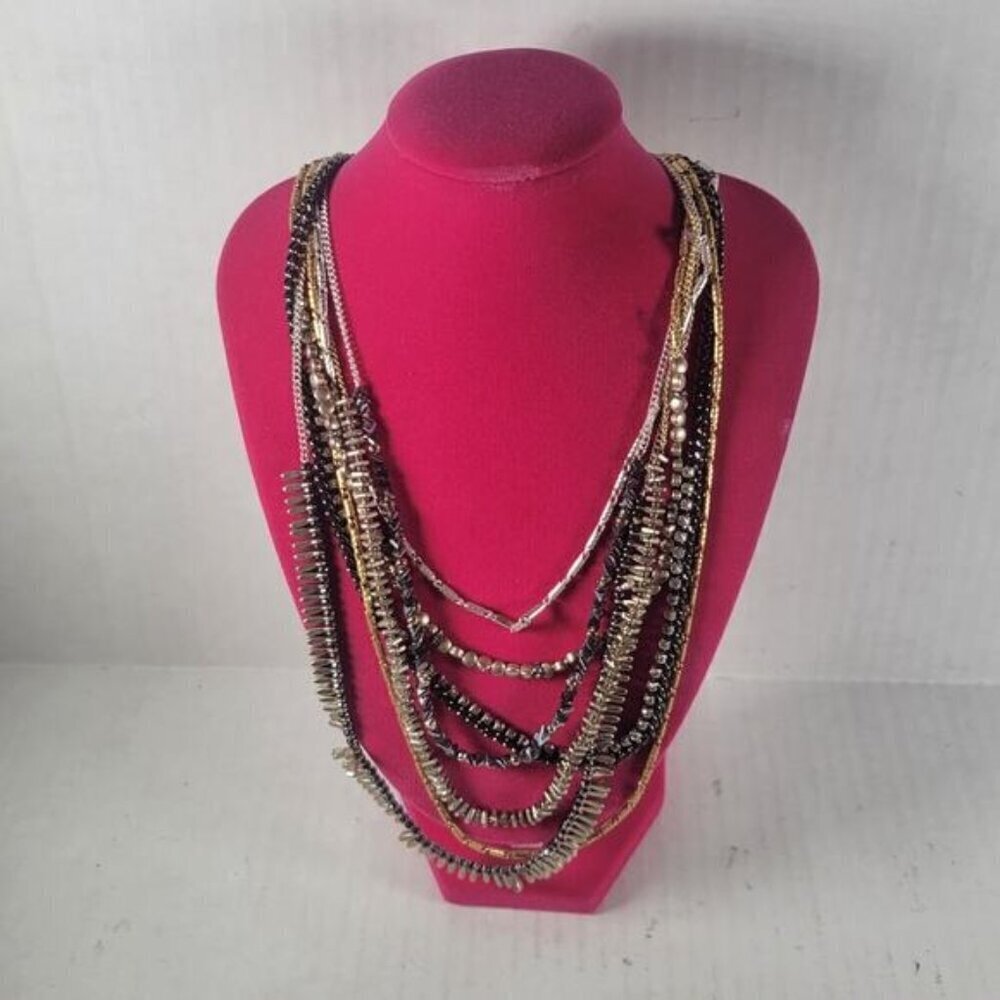 Stella & Dot Montague Multistrand Layered Boho Goth Steampunk Beaded Necklace
